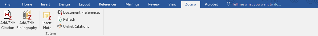 Screenshot of Zotero in MS Word