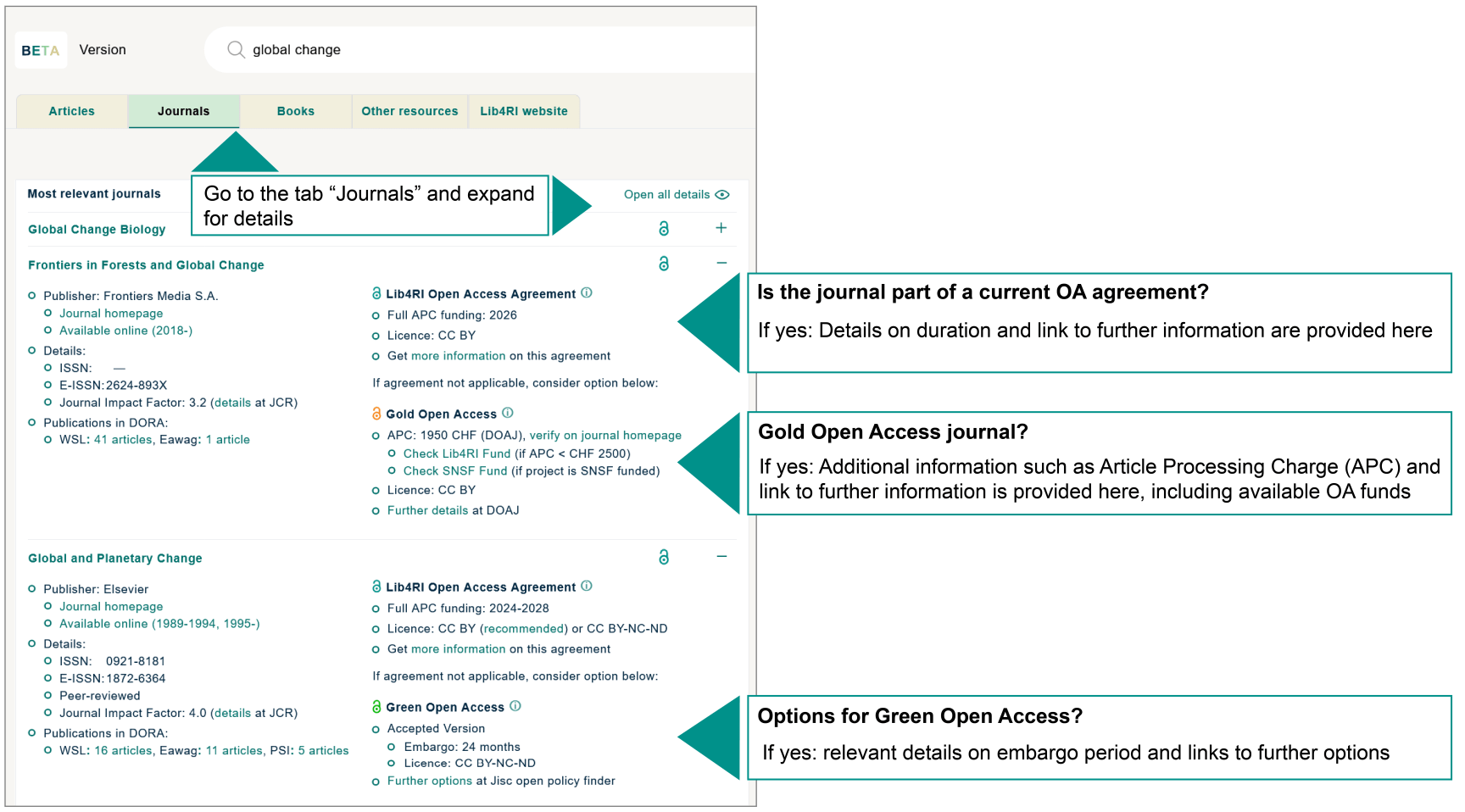 screenshot of the journal tab