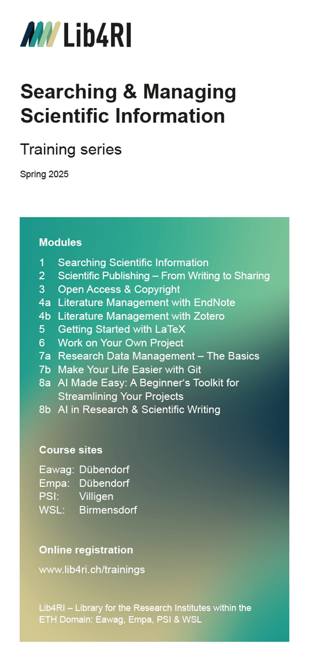 Flyer Lib4RI Trainings Spring 2025
