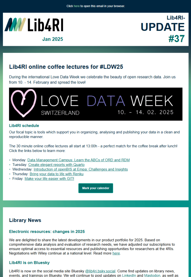 image of the lib4ri newsletter