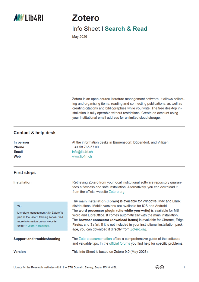 cover Zotero Infosheet
