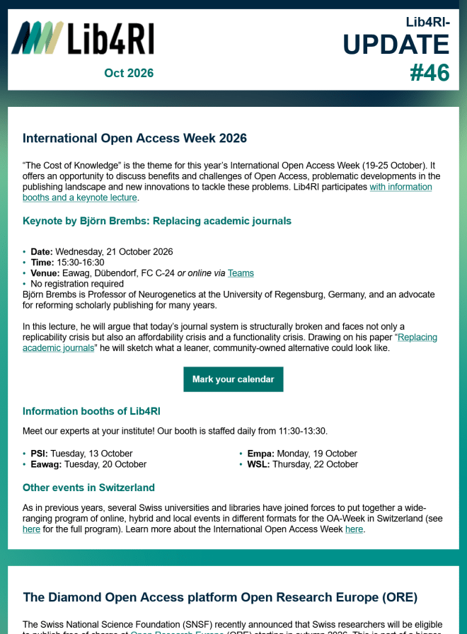 a screenshot of the first page of the newsletter